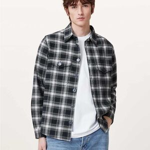 AllSaints Hamura Checked Relaxed Fit Shirt Men’s Size Medium Flannel Button NWT
